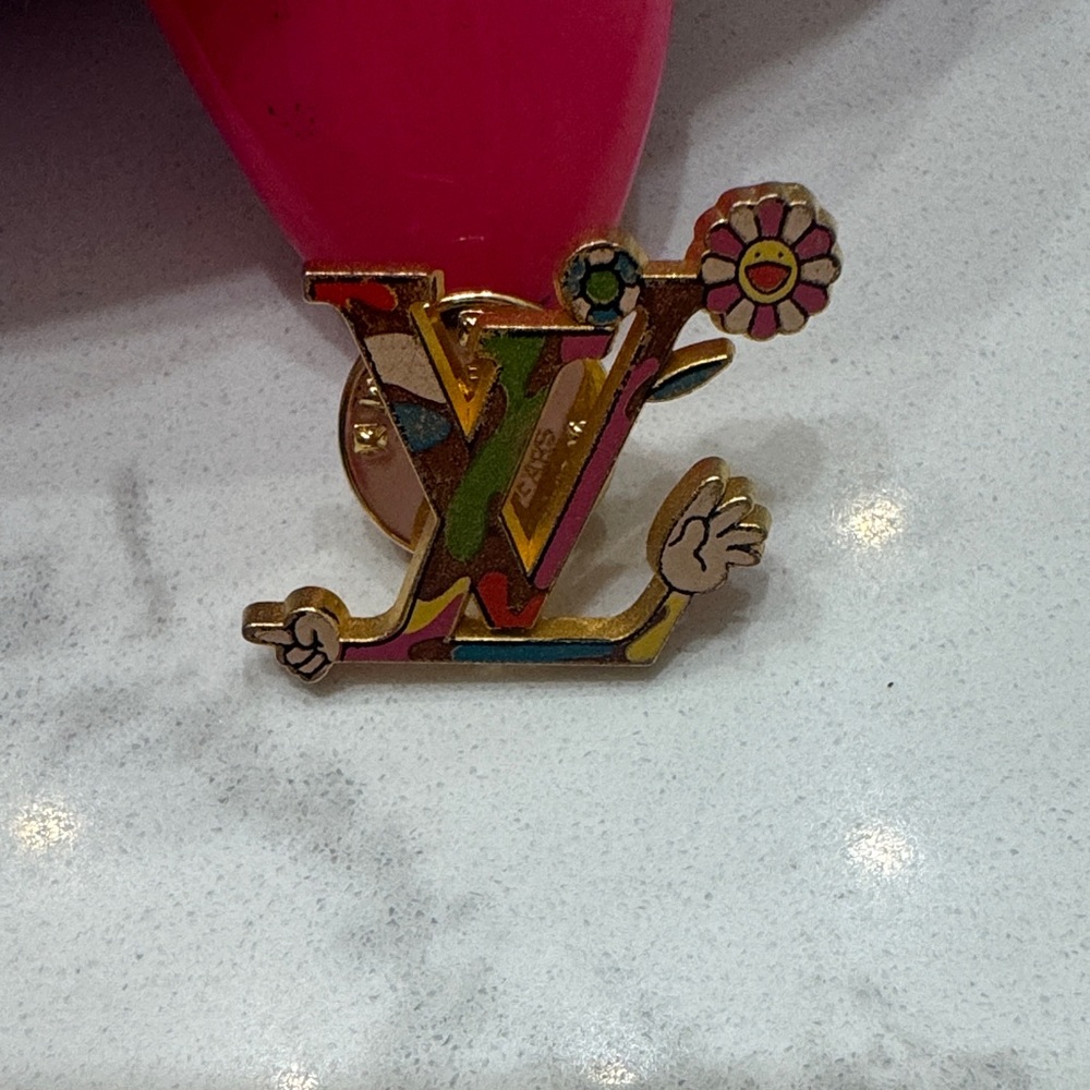 Louis Vuitton limited edition Murakami “Moca Hands “ Colorful Gold Pin